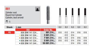 edenta diamantsteen fg g881/014 round end cyl. 8mm