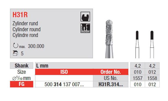 Edenta hm boren cylinder rond fg h31r/010 4,2mm