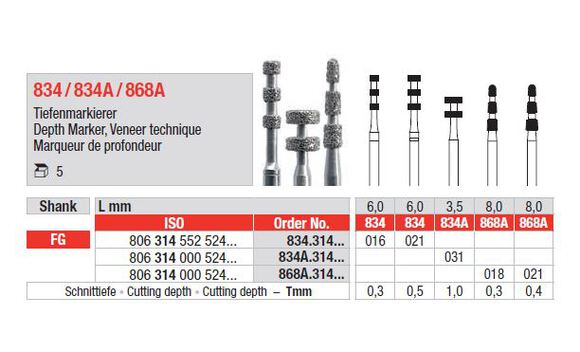 Edenta diamant diepte markering fg 868a/018