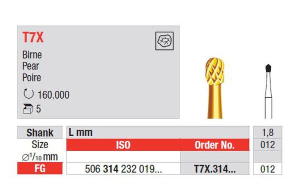 Edenta amalgam remover fg t7x/012 peer 1,8mm