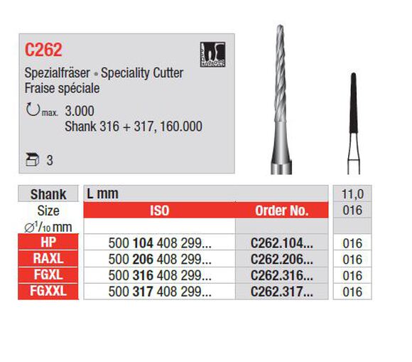 Edenta surgical cutter fgxl c262.316.016 11mm