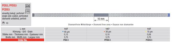 Diamantstrips rood fijn 16mm/30um/0,10mm/3,75mm