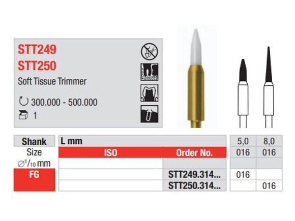 Edenta soft tissue trimmer stt250/016 fg 8mm
