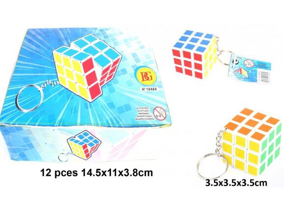 Speelgoed rubiks cube kubus sleutelhanger 3,5cm